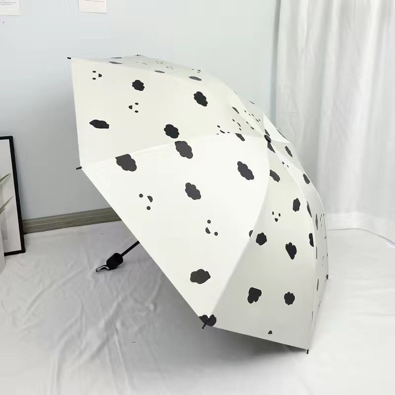 Smile Bear Black Vinyl sun Umbrella, a folding umbrella for both sun protection and rain, cartoon style, student umbrella for men and women, new style umbrella pic 4