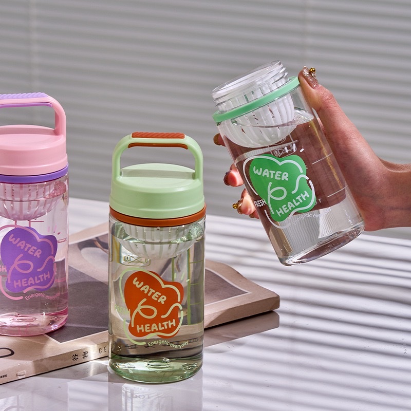 Summer hand-held tea storage pocket cup, high appearance level student plastic water cup, large capacity tea and water separation, outdoor portable, other 450ML TY-0113-493 Specification drawing
