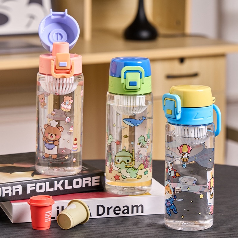 New cartoon bouncing space cups, portable water bottles, filters, student tea-making sports water cups, 520ML/610ML SH2140-945/SH2141-945 Specification drawing