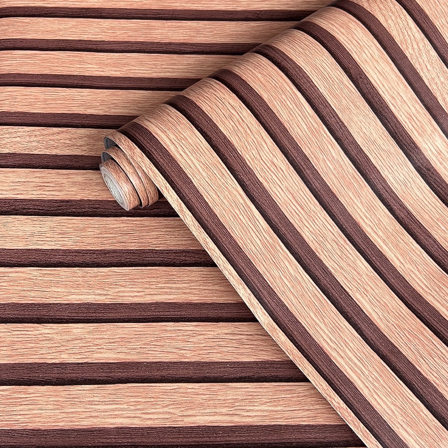 Cross-border wholesale self-adhesive wallpaper, striped PVC imitation grille, wood grain wall stickers, restaurant table and cabinet waterproof stickers detail image 5