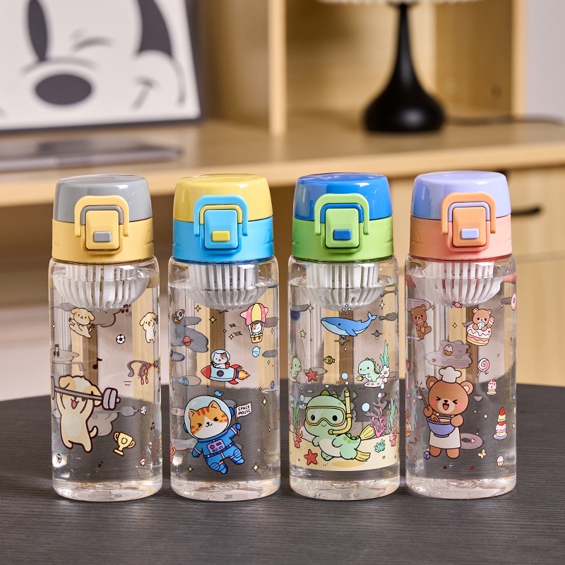 New cartoon bouncing space cups, portable water bottles, filters, student tea-making sports water cups, 520ML/610ML SH2140-945/SH2141-945 full figure