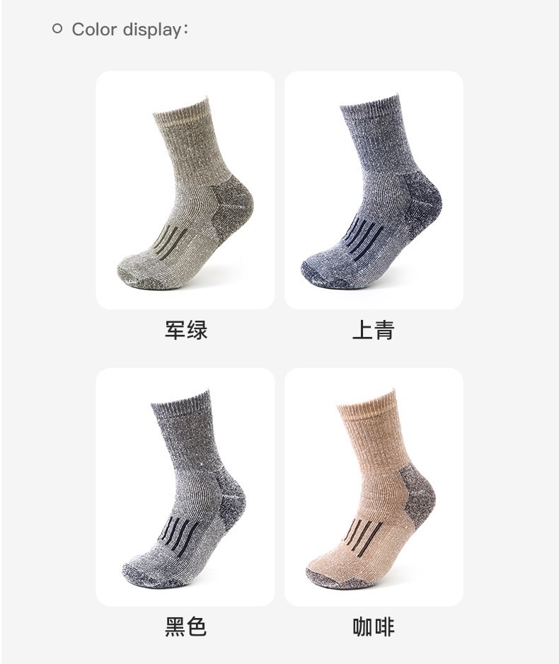 North American style Merino wool full-loop men's socks, 108-needle thick knitted long rubber band mid-calf men's socks detail image 5