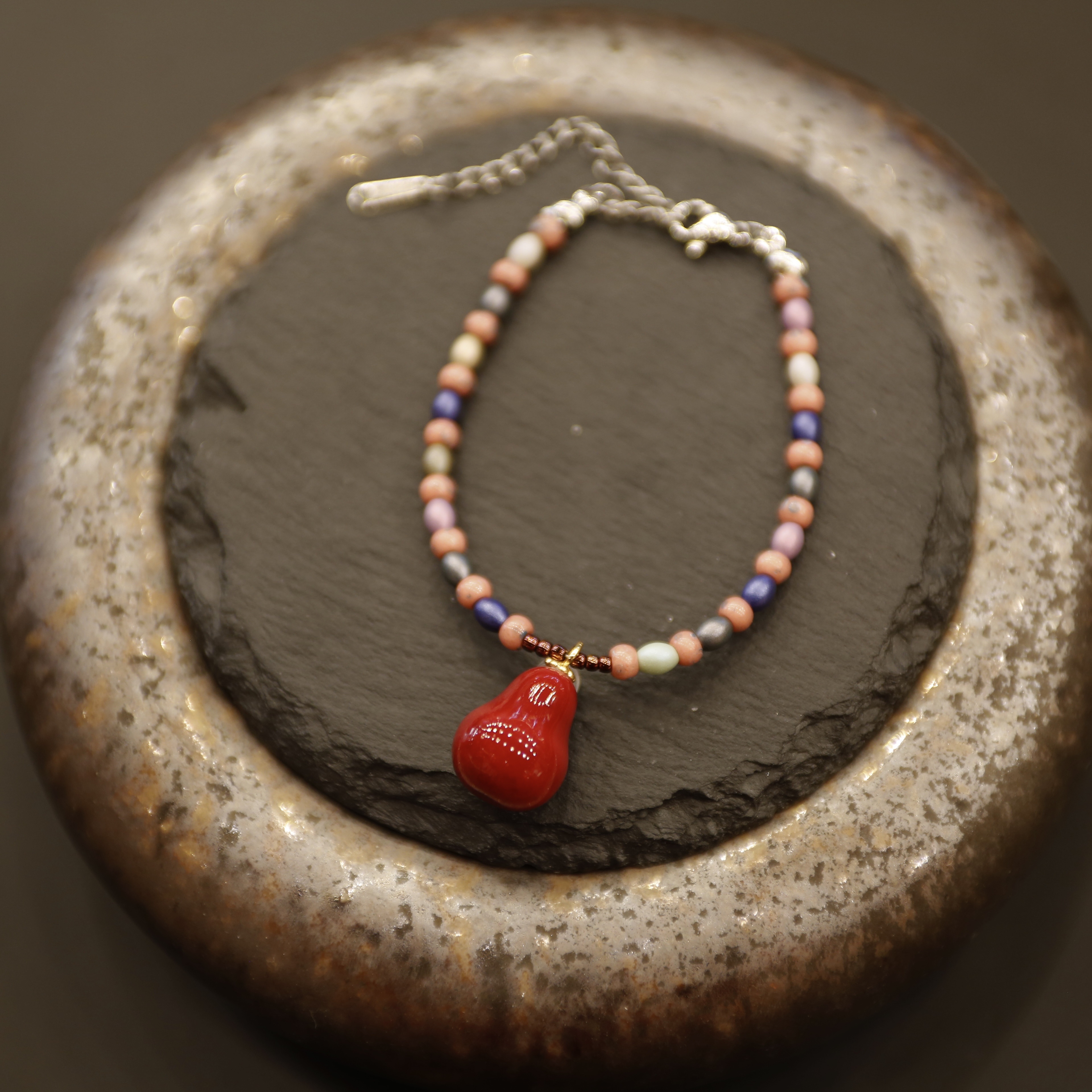 小胖墩葫芦串珠手链（祭红）