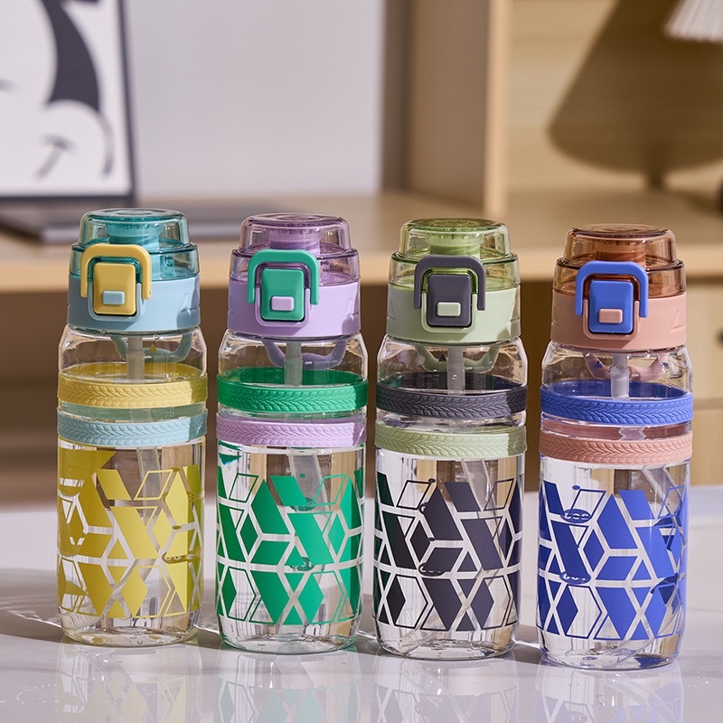 Colorful sports water cup, student leak-proof, portable, ins, high appearance level, thickened new men's and women's fitness outdoor direct drinking cup full figure