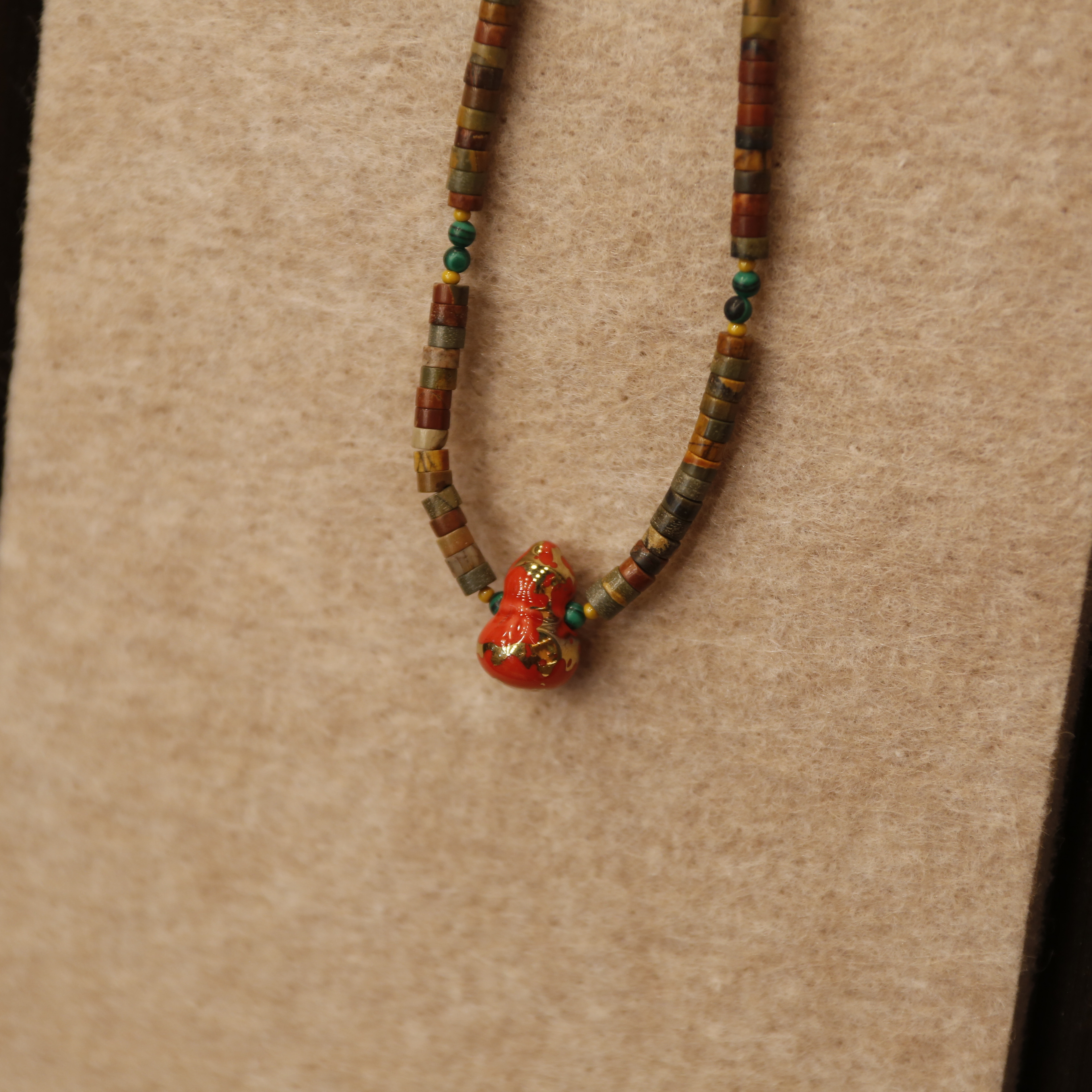 洒金葫芦陶瓷项链（红色）详情图3