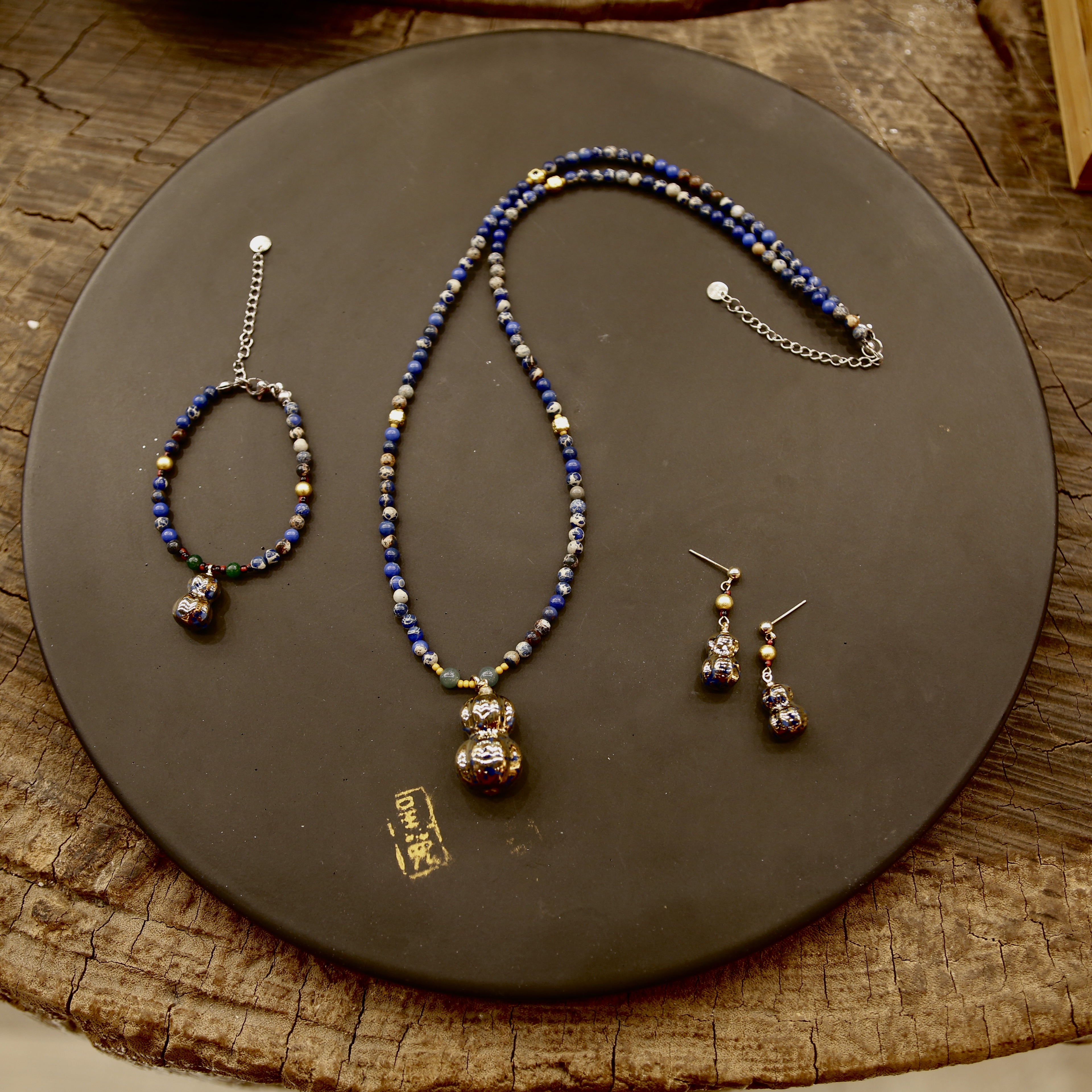 锦堂葫芦陶瓷手链（蓝色）详情图1