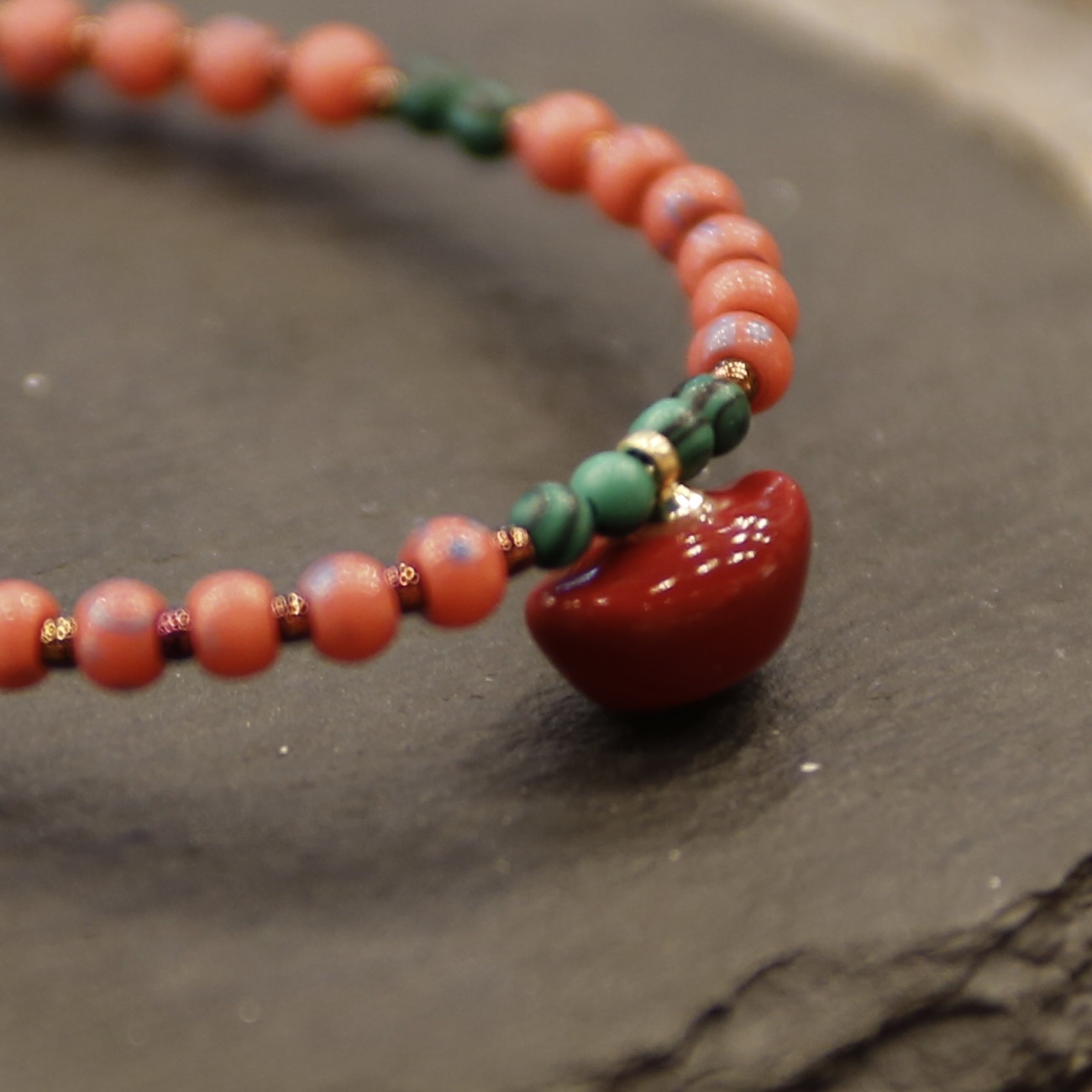 小元宝串珠项链（祭红）细节图