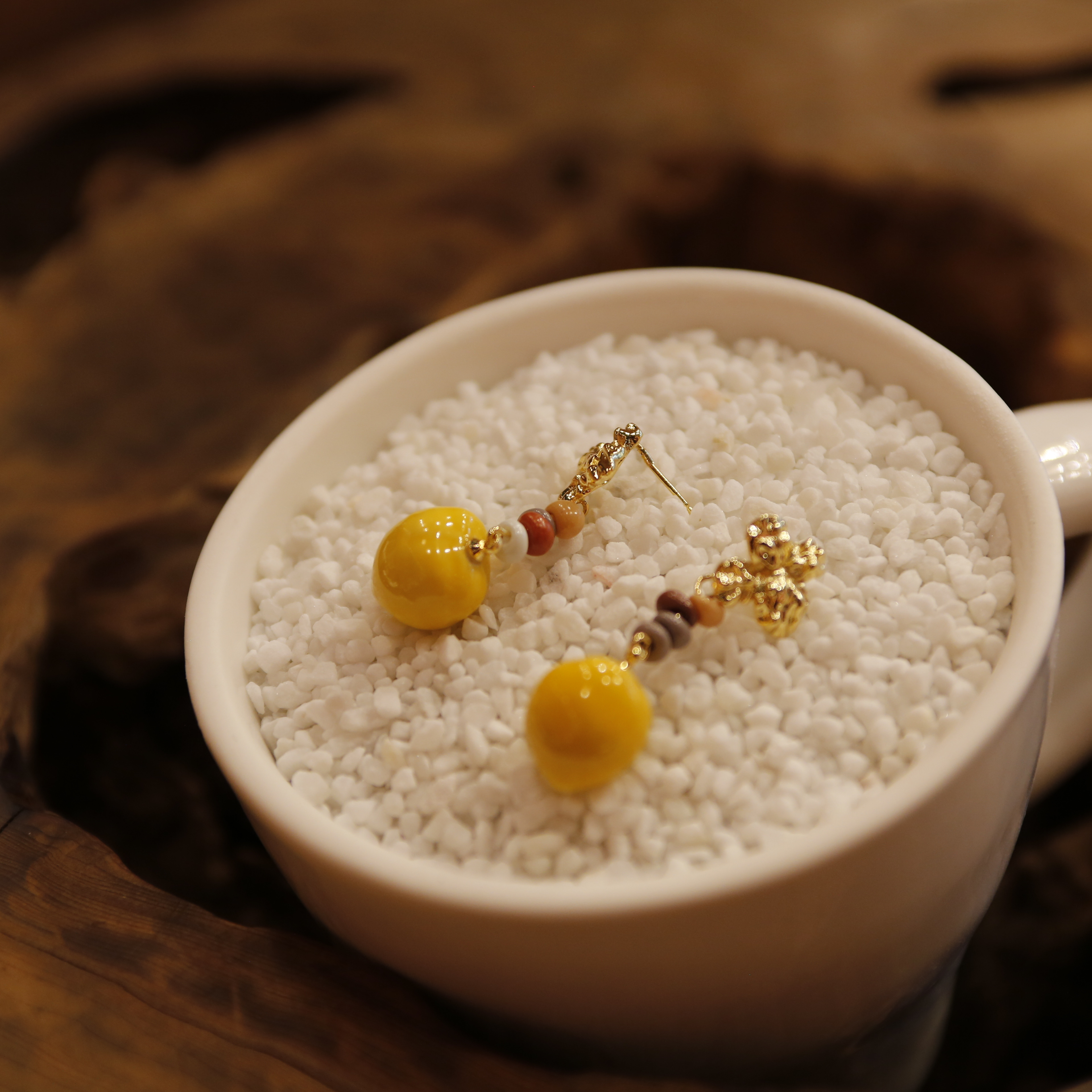 福寿桃陶瓷耳环