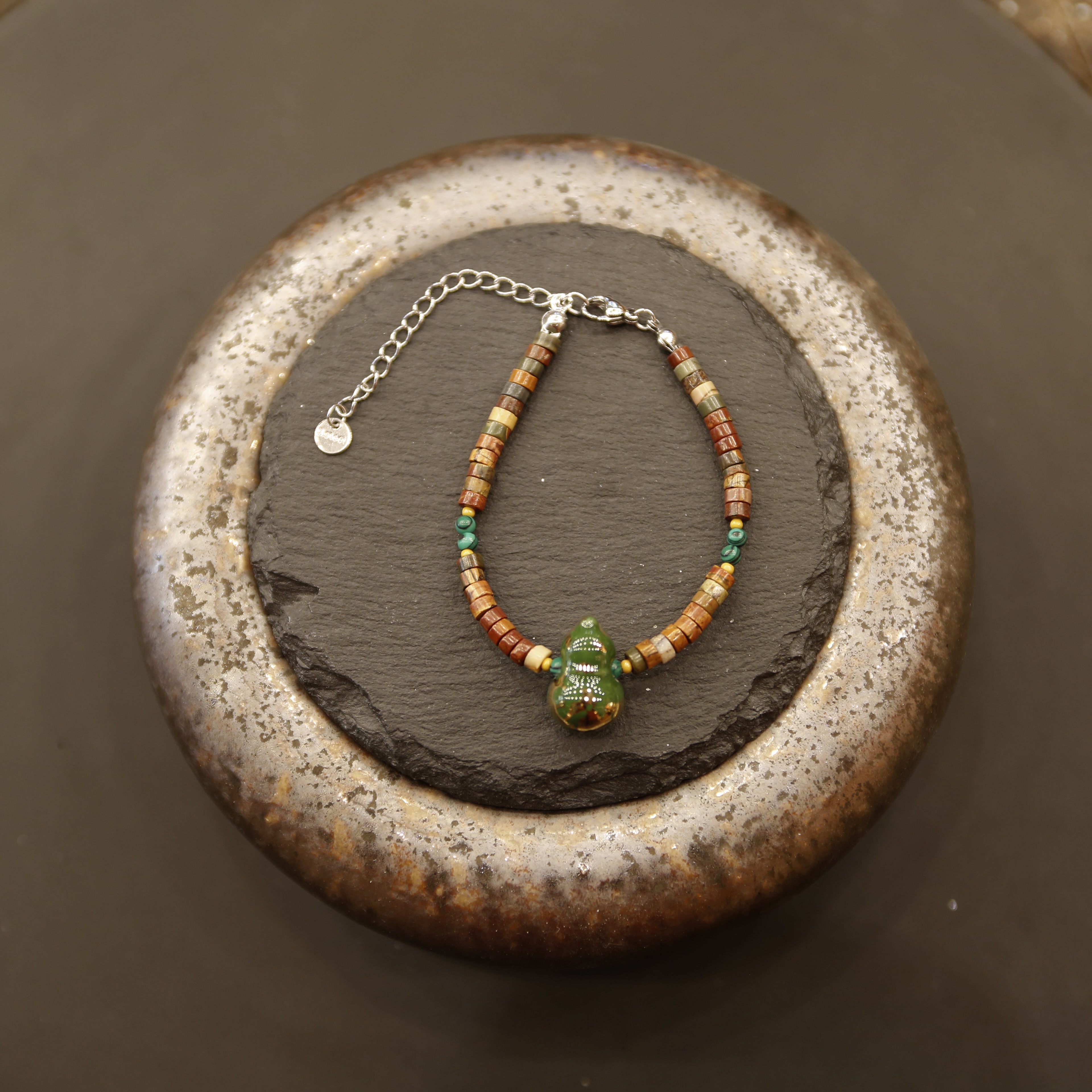 洒金葫芦陶瓷手链（绿色）