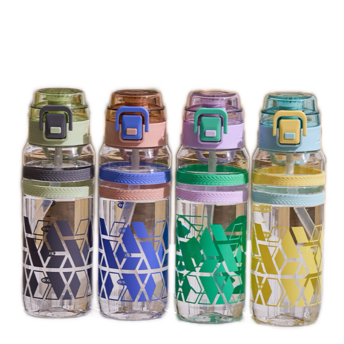 Colorful sports water cup, student leak-proof, portable, ins, high appearance level, thickened new men's and women's fitness outdoor direct drinking cup Item Picture