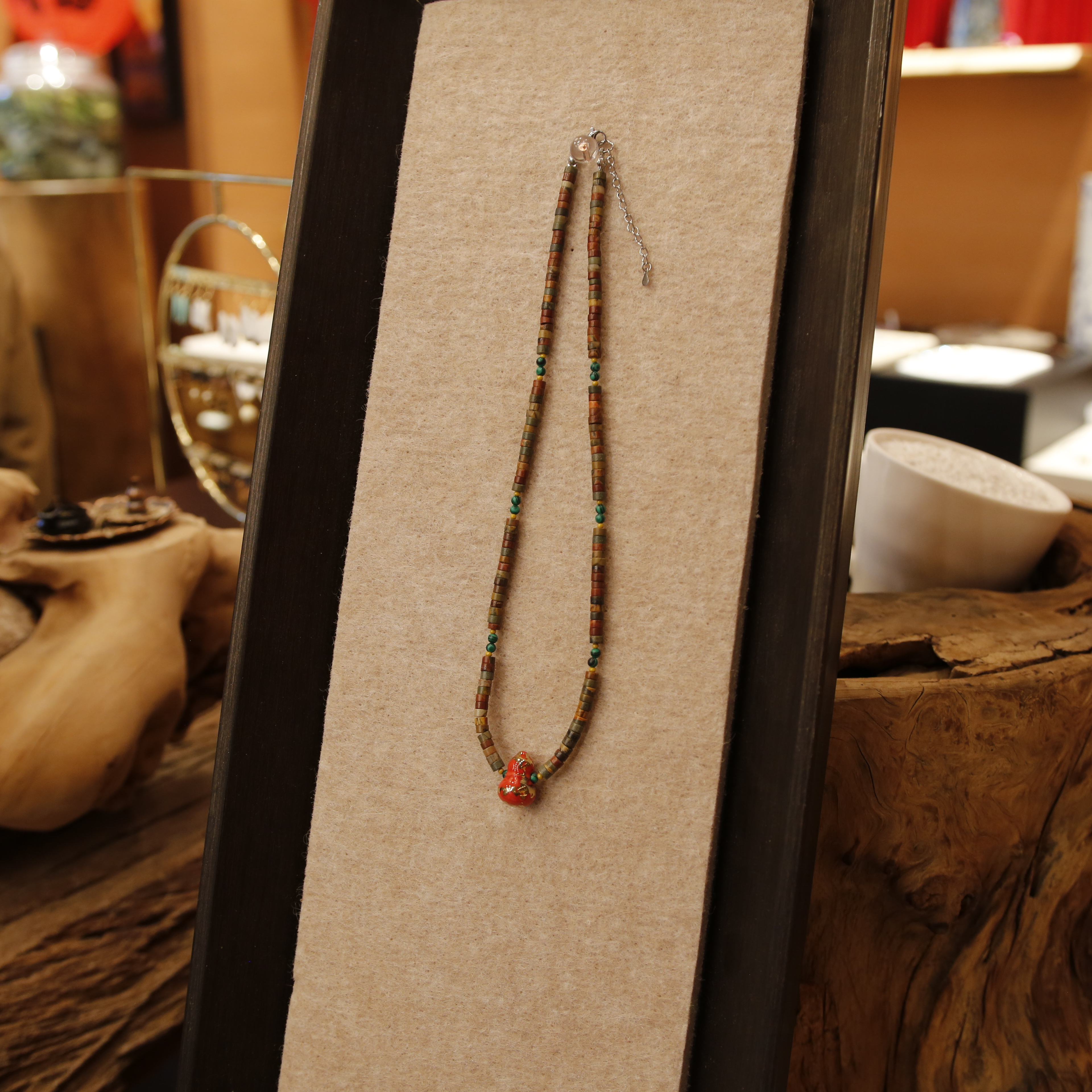 洒金葫芦陶瓷项链（红色）产品图