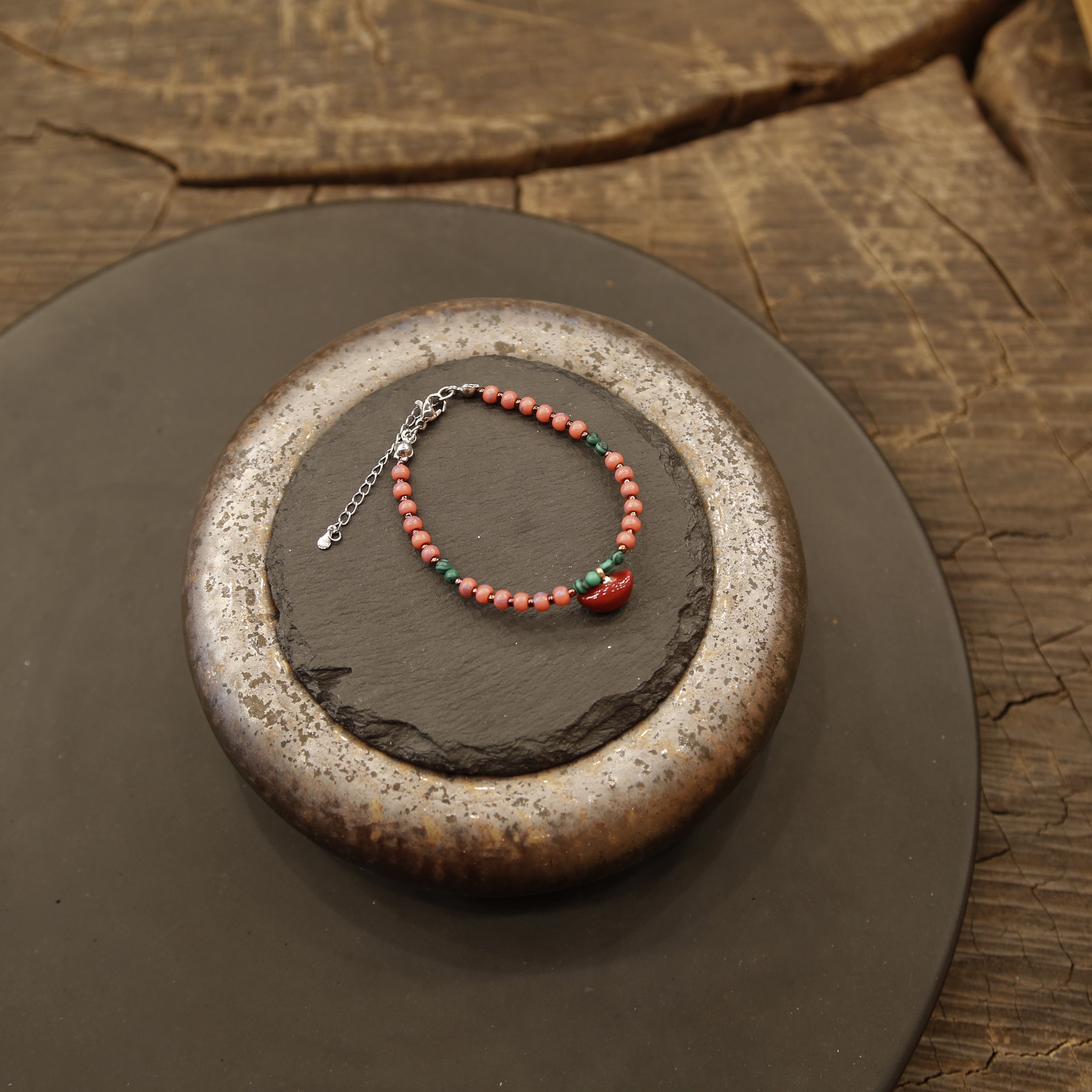 小元宝串珠项链（祭红）