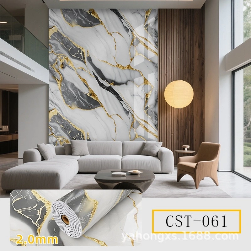 Cross-border factory wholesale of marble self-adhesive wallpaper, kitchen and bathroom background walls, bedroom imitation tile wall stickers detail image 6