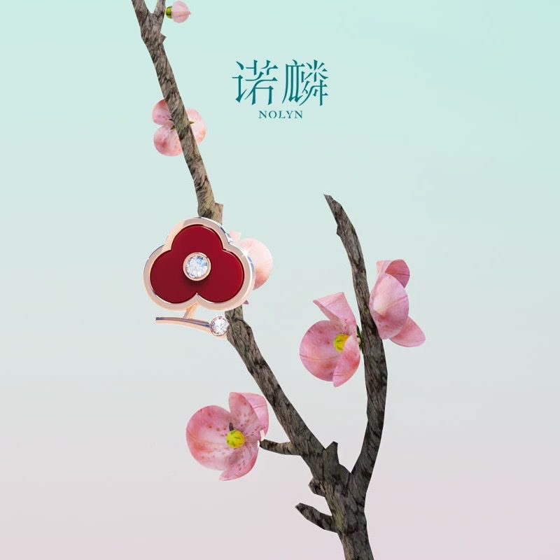 NOLYN Plum Blossom Series 925 Silver Necklace Sweater Chain, red agate pendant, New Year Women's Necklace, Autumn and Winter necklace, Silver jewelry necklace Application Scenario