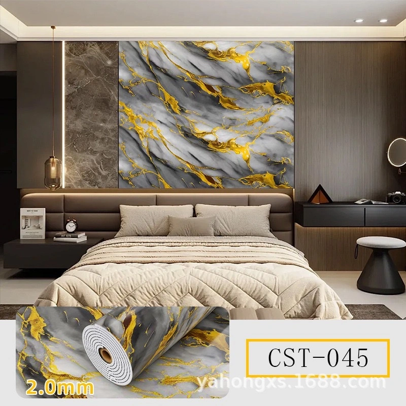 Cross-border factory wholesale of marble self-adhesive wallpaper, kitchen and bathroom background walls, bedroom imitation tile wall stickers detail image 8