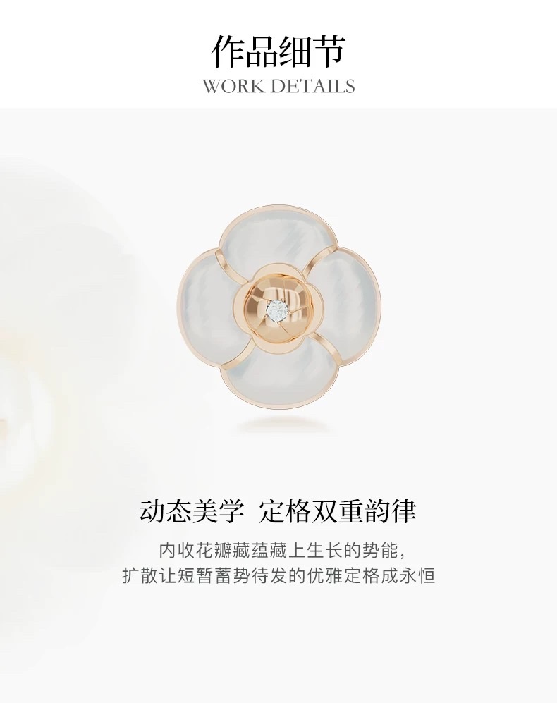 NOLYN [New Products] Camellia Earrings, White Mother-of-Pearl Stud Earrings, Sweet and light Luxury, 925 Silver Needle, Gentle and Elegant Stud Accessories, Stud earrings detail image 3