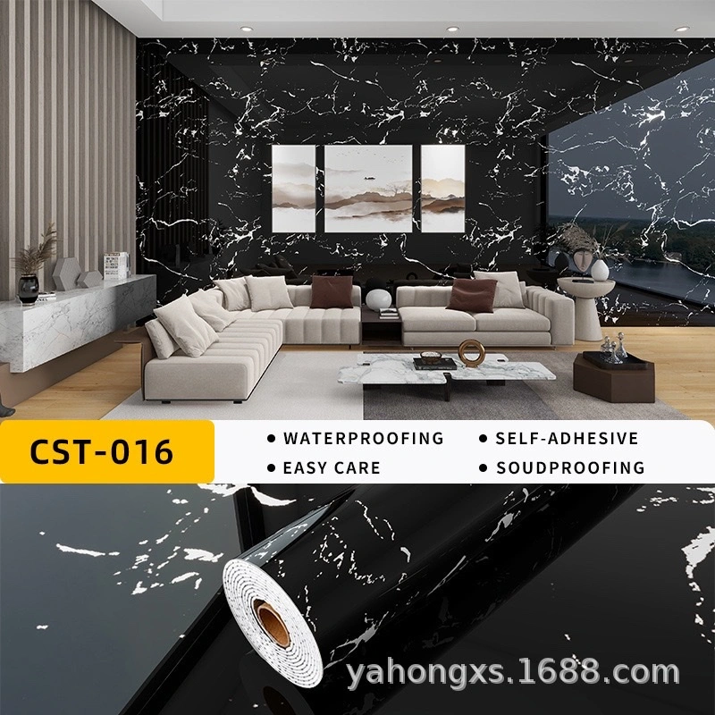 Cross-border factory wholesale of marble self-adhesive wallpaper, kitchen and bathroom background walls, bedroom imitation tile wall stickers detail image 18