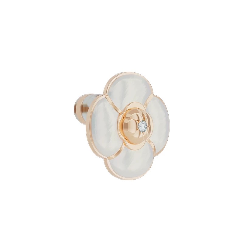 NOLYN [New Products] Camellia Earrings, White Mother-of-Pearl Stud Earrings, Sweet and light Luxury, 925 Silver Needle, Gentle and Elegant Stud Accessories, Stud earrings Specification image