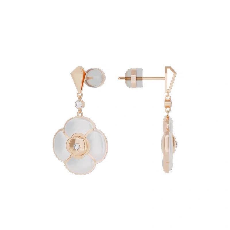 NOLYN [New Products] Camellia Earrings and Pendants: Gentle Style, light luxury, fashionable, White Mother-of-Pearl, exquisite and elegant accessories details Picture