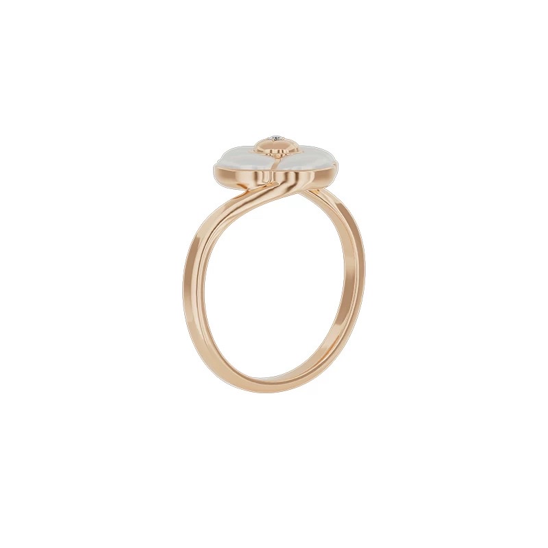 NOLYN [New Products] Camellia Ring, White Mother-of-Pearl Ring, Gentle Elegance, high-end sense, light Luxury and Fashionable ring details Picture