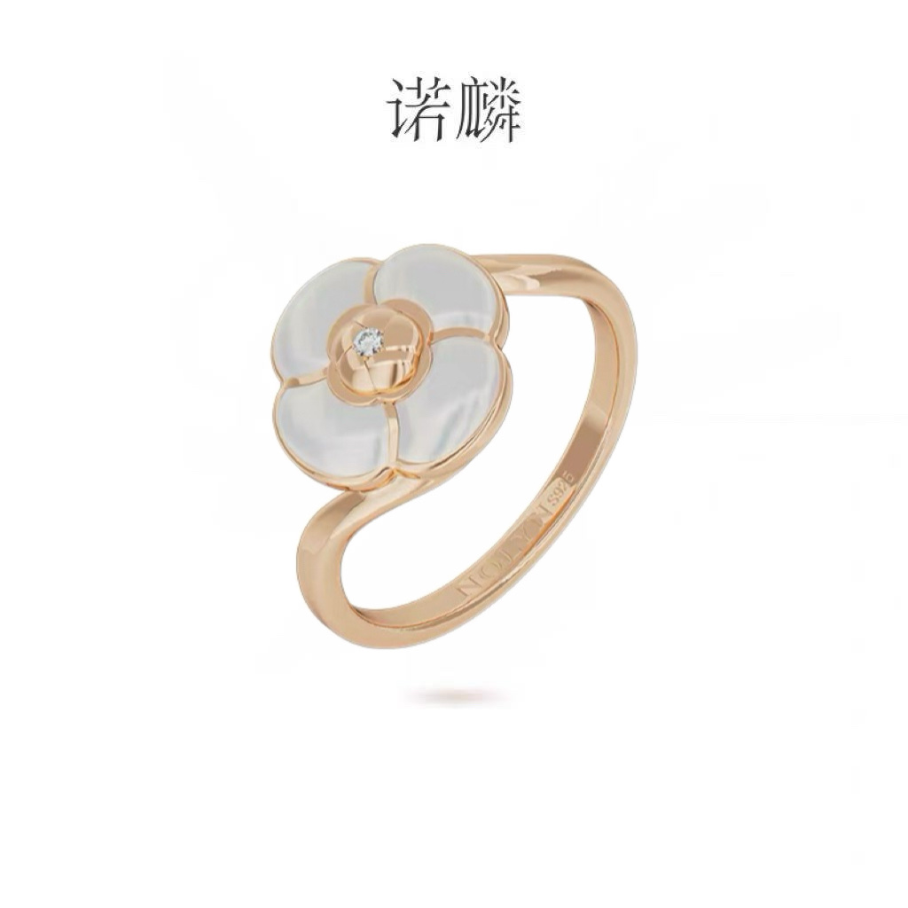 诺麟NOLYN【新品】山茶花戒指白母贝戒指温柔气质高级感轻奢时尚戒指
