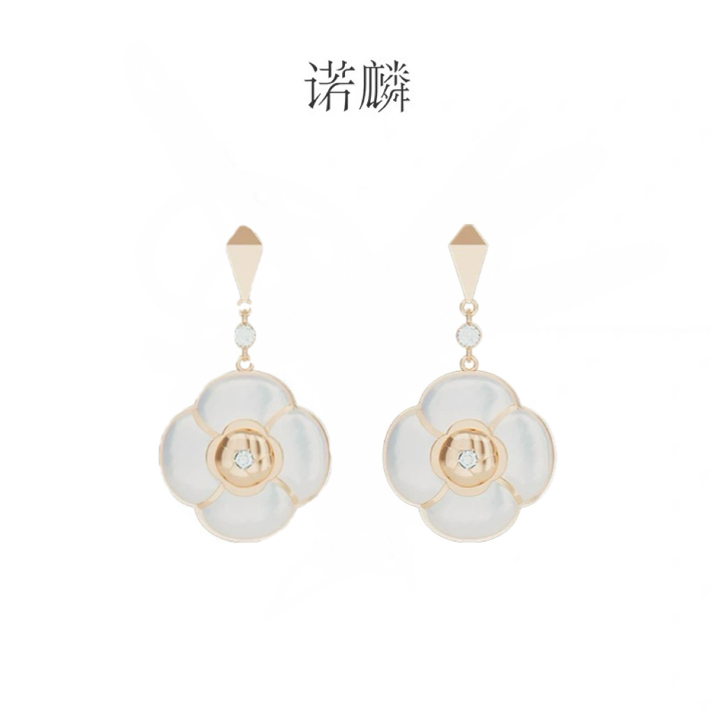 诺麟NOLYN【新品】山茶花耳饰耳坠温柔风轻奢时尚白母贝精致气质饰品饰品