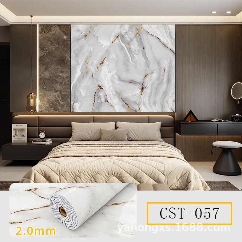 Cross-border factory wholesale of marble self-adhesive wallpaper, kitchen and bathroom background walls, bedroom imitation tile wall stickers detail image 7