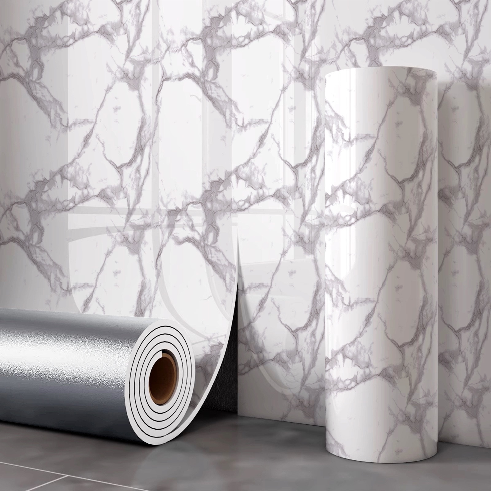 Cross-border marble self-adhesive wall stickers, imitation tile stickers, wall decoration wallpaper, rental room background wall paper, self-adhesive wallpaper Item Picture