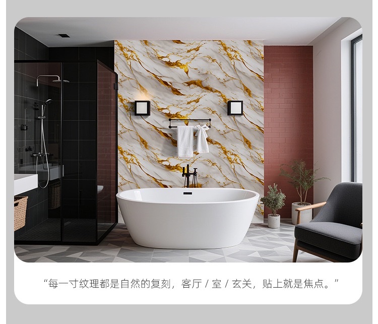 Cross-border marble self-adhesive wall stickers, imitation tile stickers, wall decoration wallpaper, rental room background wall paper, self-adhesive wallpaper detail image 12