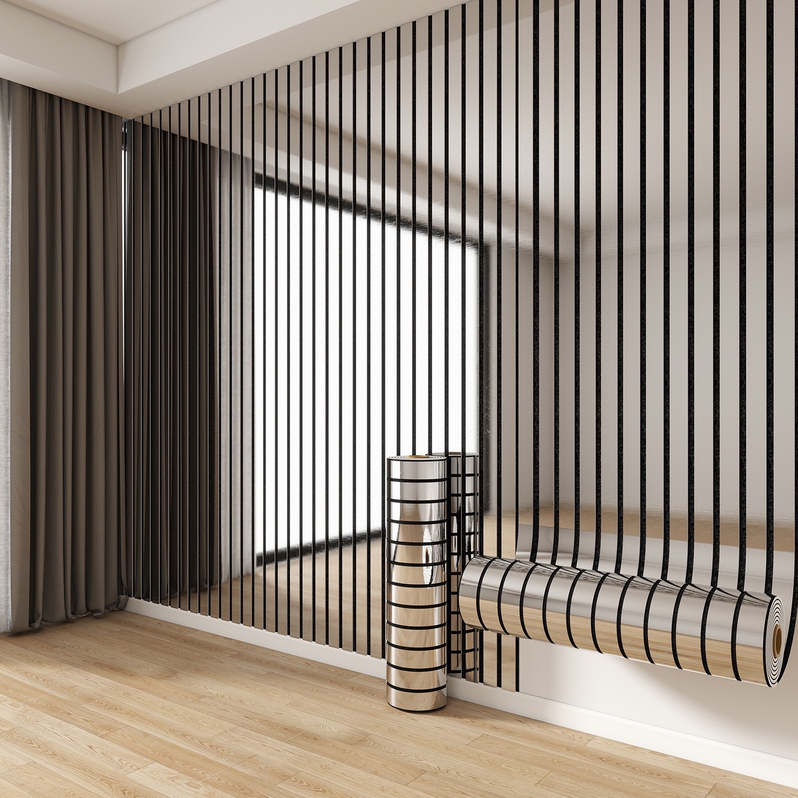 Wholesale self-adhesive three-dimensional grating wall stickers with mirror reflection surface, living room and bedroom wallpaper, sofa background wallpaper, self-adhesive wallpaper for foreign trade Application Scenario