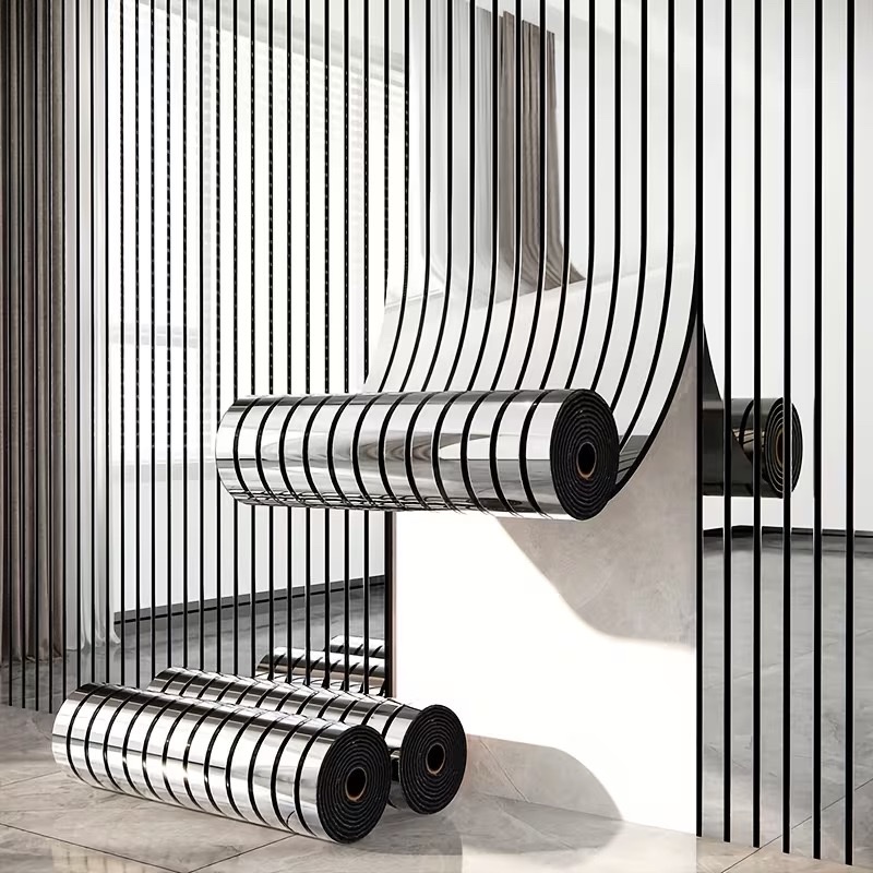 Wholesale self-adhesive three-dimensional grating wall stickers with mirror reflection surface, living room and bedroom wallpaper, sofa background wallpaper, self-adhesive wallpaper for foreign trade
