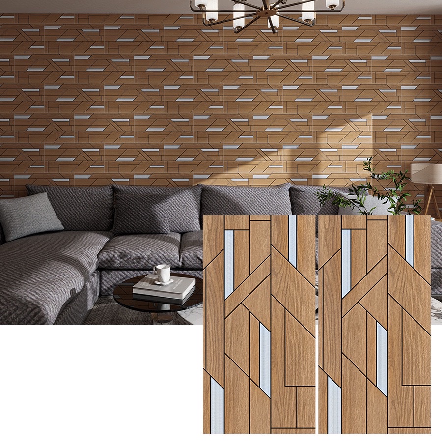 Self-adhesive wood-grain wall stickers, thickened three-dimensional wallpaper, aluminum-plastic board stickers, ugly and waterproof, kitchen and living room background wallpaper, Mosaic self-adhesive Specification image