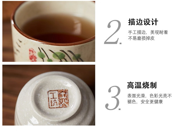 日式陶瓷复古茶杯日料店汤吞杯寿司杯办公室茶杯粗陶杯子品茗杯子详情图10