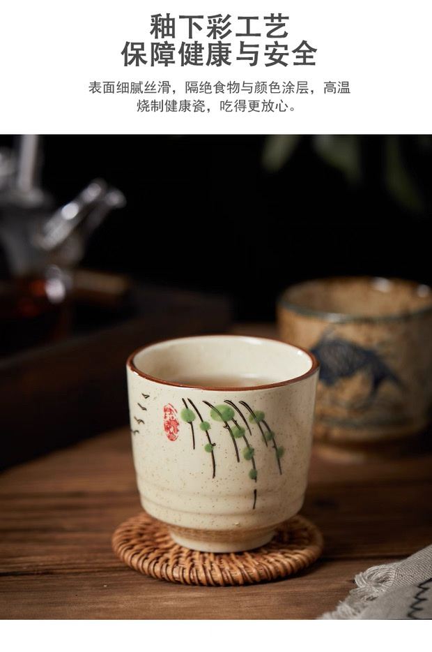 日式陶瓷复古茶杯日料店汤吞杯寿司杯办公室茶杯粗陶杯子品茗杯子详情图6
