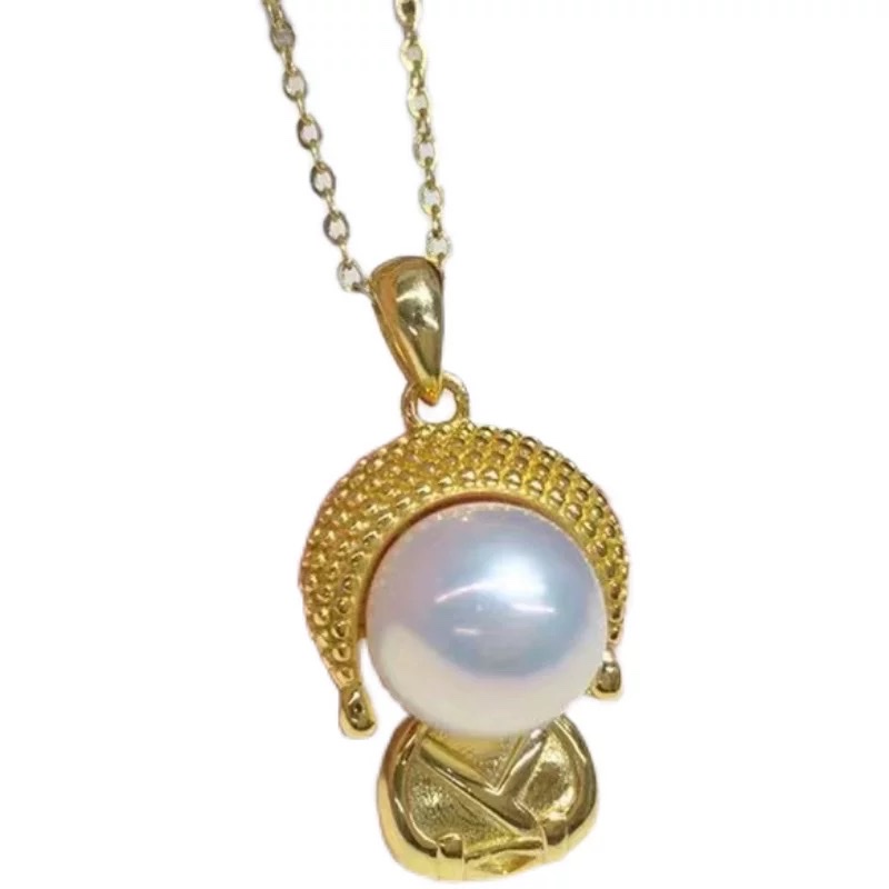 Weishiliya Buddha Statue Natural Pearl Necklace Pendant for children 67845 sweater chain Item Picture