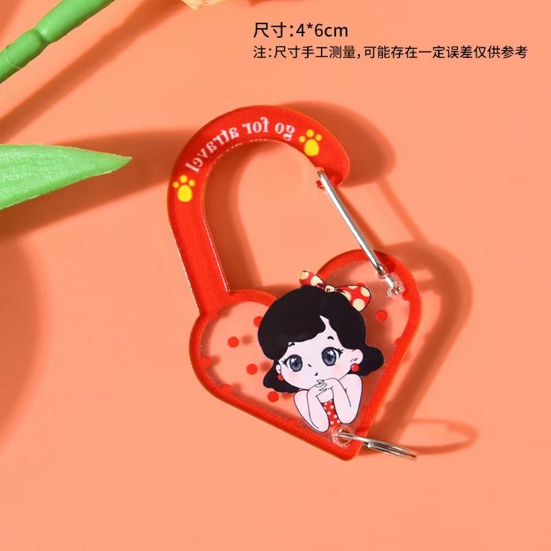 Acrylic mountaineering buckle pendants, cute cartoon and anime-related keychain pendants, custom-made based on provided pictures, gifts, wholesale souvenirs, multi-functional products Specification drawing