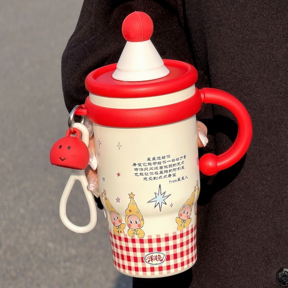 Large-capacity star-shaped insulated cup, cute student girl, high appearance level, new handle straw, 304 water cup, stainless steel, others Application Scenario