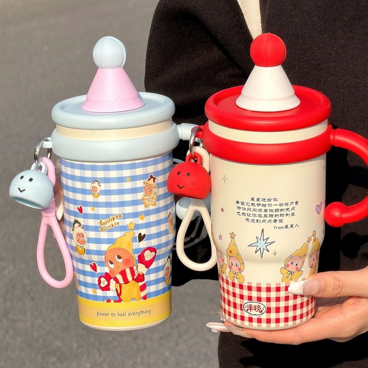 Large-capacity star-shaped insulated cup, cute student girl, high appearance level, new handle straw, 304 water cup, stainless steel, others pic 2
