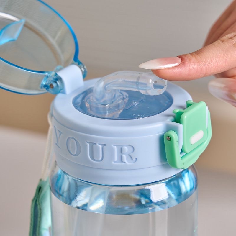 2026 Summer New portable straw water cup, high appearance level plastic water bottle, simple cartoon travel cup for students, other 500ML pic 10