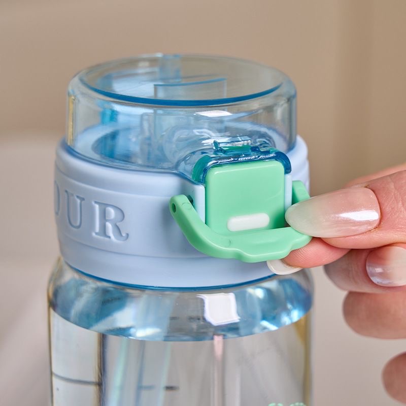 2026 Summer New portable straw water cup, high appearance level plastic water bottle, simple cartoon travel cup for students, other 500ML pic 11