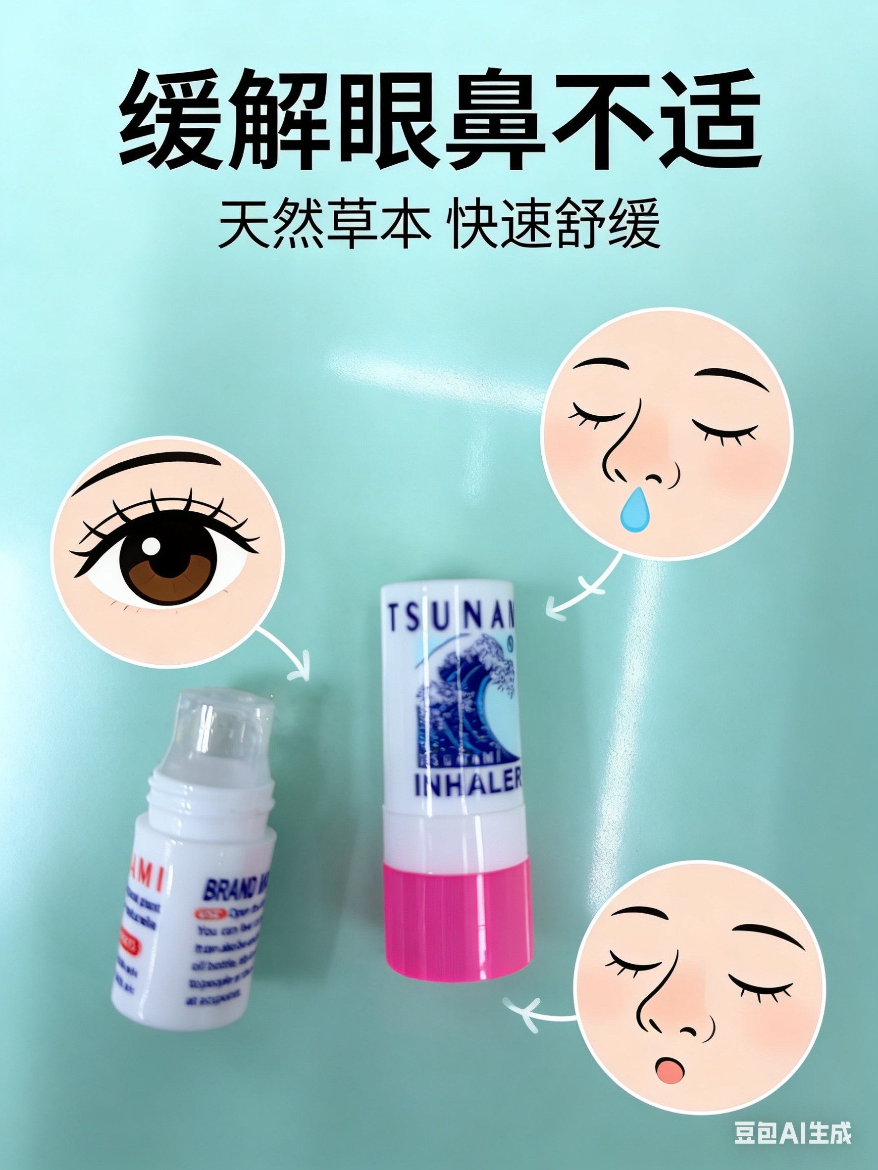 TSUNAMI鼻吸棒二合一两用吸与涂 犯困头晕 喉咙不舒服 学习注意力不集中 开车疲劳等详情图1