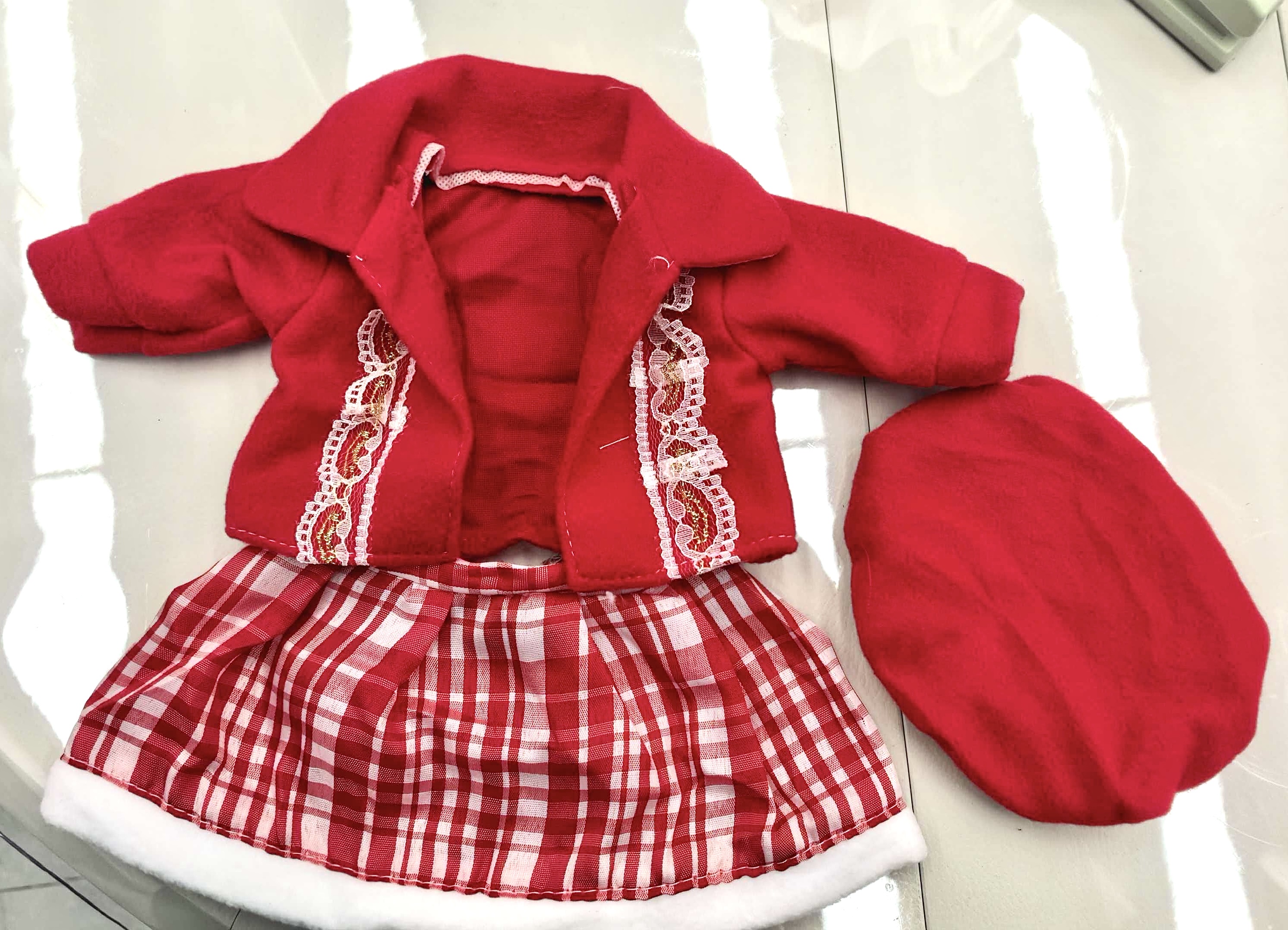 18-inch and 20-inch three-piece mixed baby clothes, realistic girl dolls, plaid baby clothes