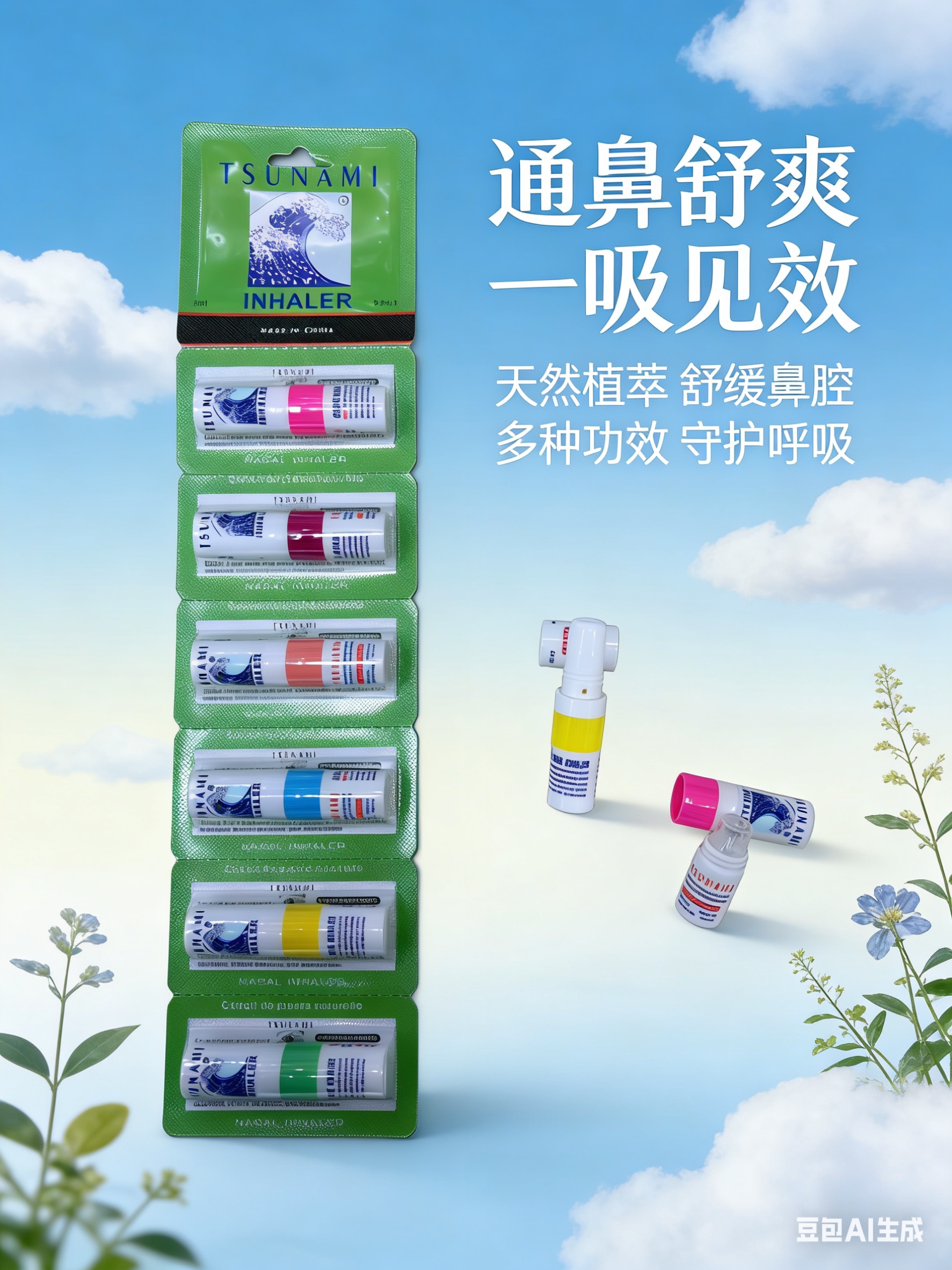 TSUNAMI鼻吸棒二合一两用吸与涂 犯困头晕 喉咙不舒服 学习注意力不集中 开车疲劳等产品图