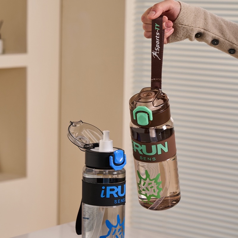 Outdoor large-capacity plastic cup, sports water bottle, space pot, hand-held fitness water cup, double-drinking portable straw cup, other TY-0109-493/TY-0110-493 details Picture