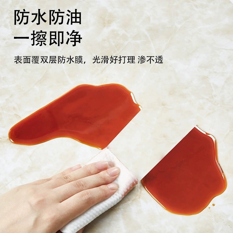 Kitchen stickers, waterproof, oil-proof, heat-resistant wall stickers, furniture and dining table renovation wallpaper, self-adhesive imitation marble wall panels, PCV self-adhesive kitchen fume stickers Specification image