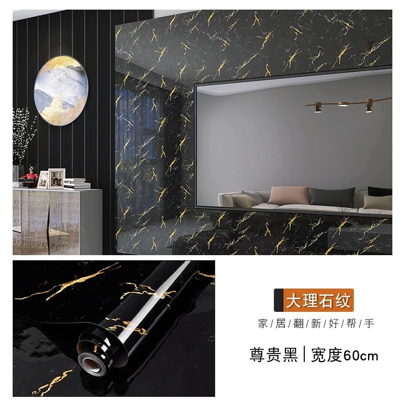 Kitchen stickers, waterproof, oil-proof, heat-resistant wall stickers, furniture and dining table renovation wallpaper, self-adhesive imitation marble wall panels, PCV self-adhesive kitchen fume stickers detail image 9