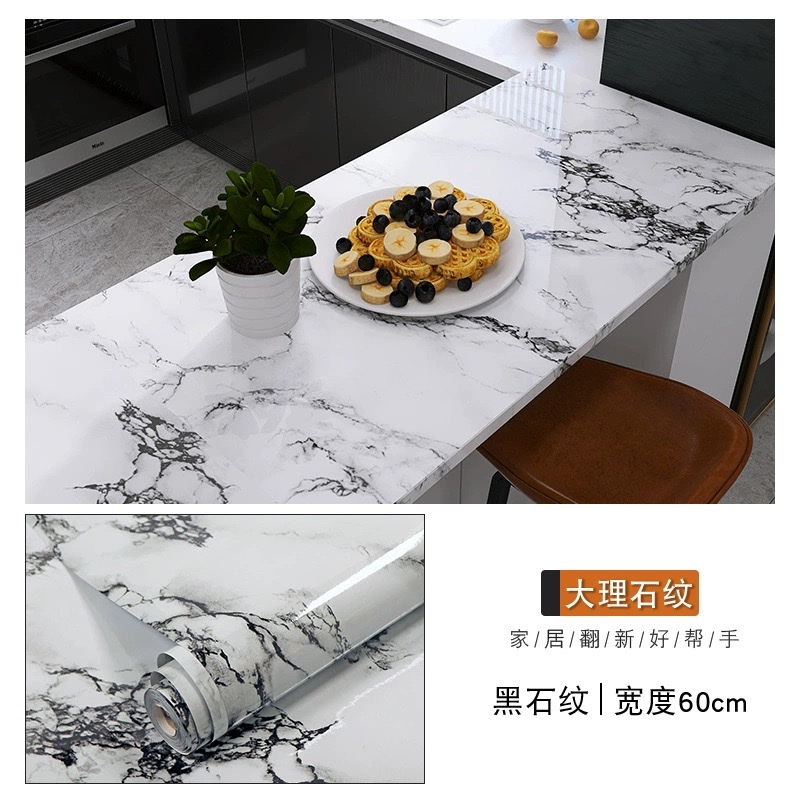 Kitchen stickers, waterproof, oil-proof, heat-resistant wall stickers, furniture and dining table renovation wallpaper, self-adhesive imitation marble wall panels, PCV self-adhesive kitchen fume stickers detail image 10