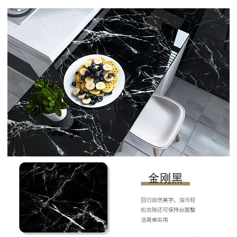 Kitchen stickers, waterproof, oil-proof, heat-resistant wall stickers, furniture and dining table renovation wallpaper, self-adhesive imitation marble wall panels, PCV self-adhesive kitchen fume stickers detail image 3