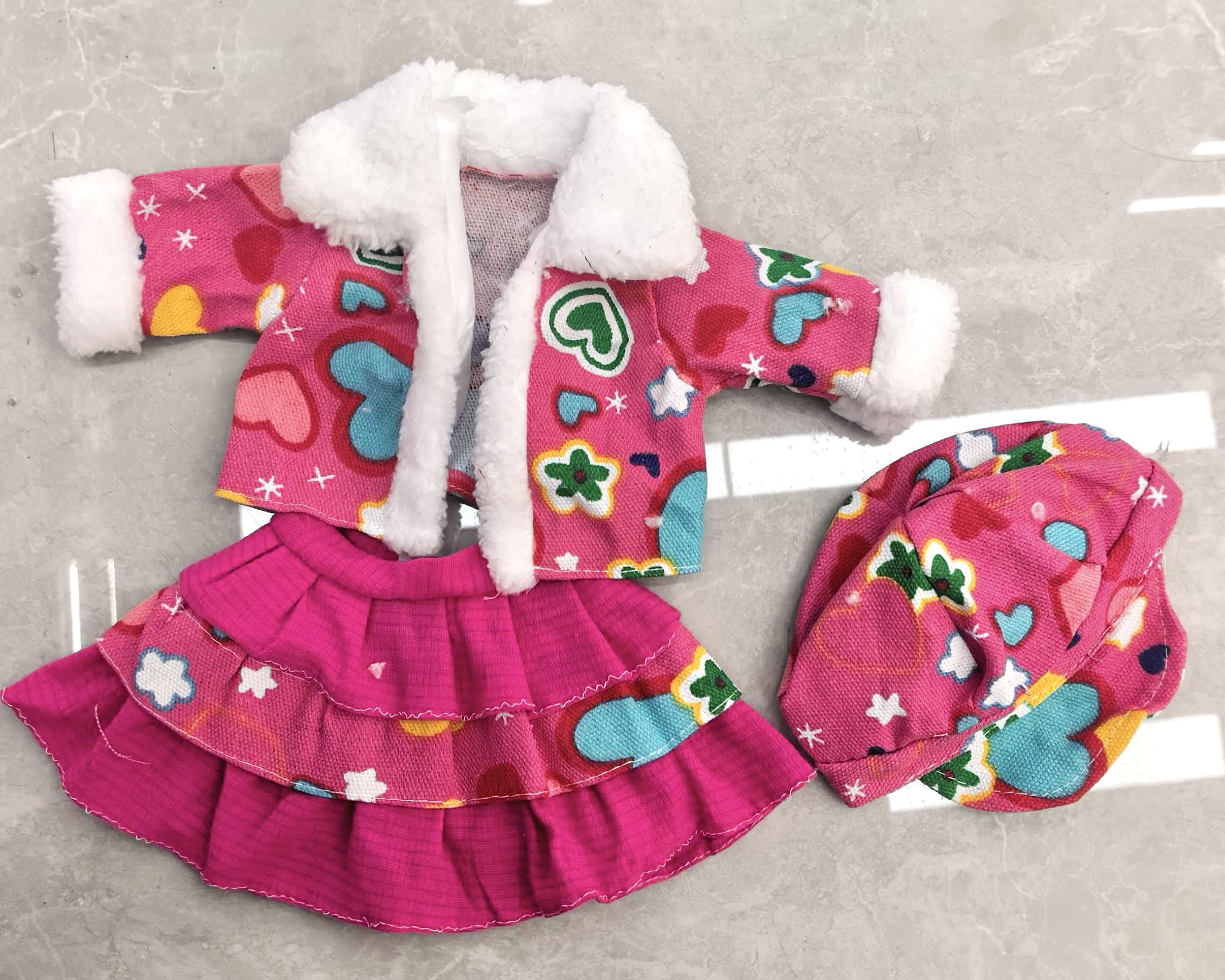 18-inch and 20-inch three-piece mixed doll clothing, realistic doll, girl doll, checkered doll clothing, doll clothing