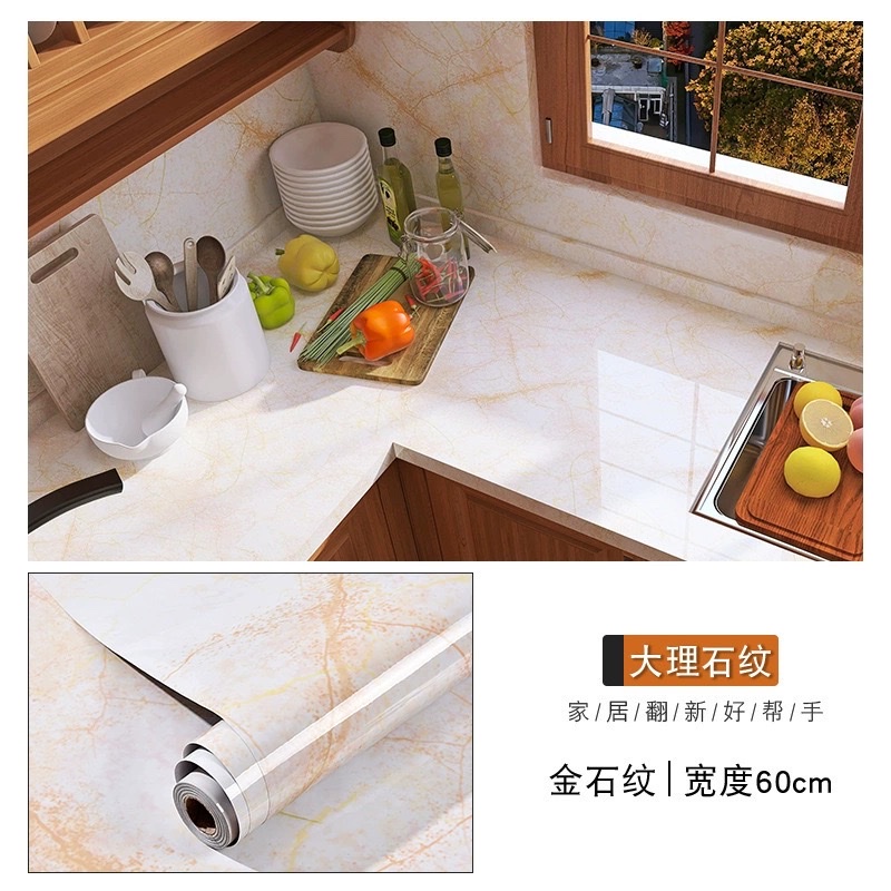 Kitchen stickers, waterproof, oil-proof, heat-resistant wall stickers, furniture and dining table renovation wallpaper, self-adhesive imitation marble wall panels, PCV self-adhesive kitchen fume stickers detail image 19